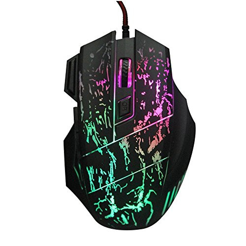 AJUSEN Ergonomics Professional 7 Soothing LED Colors Optical 7200 DPI 7 Button USB Wired Gaming Mouse for Pro Game Notebook- PC- Laptop- Computer