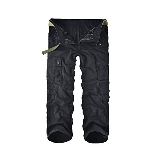 Leward Men's Cotton Casual Military Army Cargo Camo Combat Work Pants with 8 Pocket -30- Black- Leward Men's Cotton Casual Military Army Cargo Camo Combat Work Pants with 8 Pocket -30- Black-
