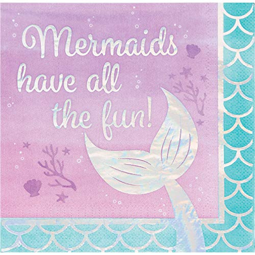 Iridescent Mermaid All The Fun Napkins, 48 ct