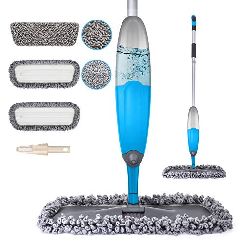 Microfiber Spray Mop for Floors Cleaning- EXEGO 360 Degree Spin Hardwood Floor Mop Laminate Floor Cleaner Mops Dust Mop for Hardwood Laminate Floor Ceramic Microfiber Mops with 3 Washable Mop Heads