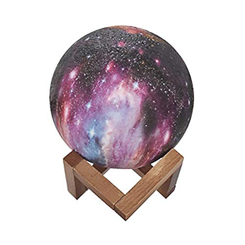 Franterd 15cm Humidifier 3D Moon Lamp Humidifier with LED 7 Colors USB Aromatherapy Diffuser Wood Stand Desk Humidifier for Office- Bedroom-Xmas Gifts- Birthday Gifts