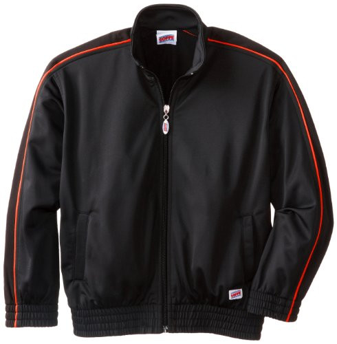 Soffe Big Boys' Warm Up Jacket- Black/Orange- Medium