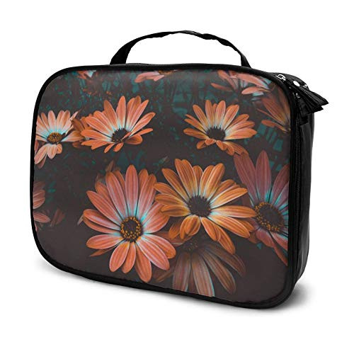 Makeup Bag Orange Chrysanthemum Travel Makeup Case Travel Makeup Train Case Cosmetic Bag Large Makeup Organizer Boxes