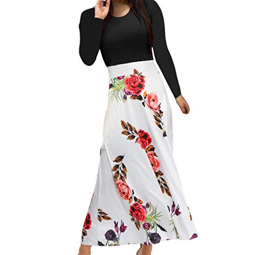 KYLEON Dress for Women- Maxi Long Dress Casual Summer Floral Boho Print Long Sleeve Sundress Party Beach Tunic Dress White KYLEON Dress for Women- Maxi Long Dress Casual Summer Floral Boho Print Long Sleeve Sundress Party Beach Tunic Dress White