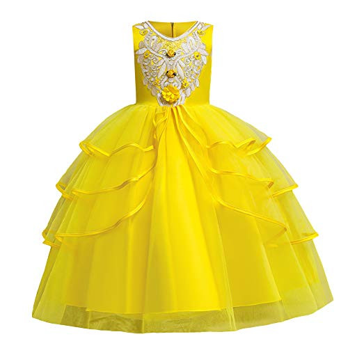 Flower Girls Dresses for Weddings- Wedding Bridesmaid Formal Ball Gown First Communion Dresses Kids Baby Princess Dress Little Big Girl Pageant Dress Evening Long Maxi Tulle Gowns  Yellow 5-6X Flower Girls Dresses for Weddings- Wedding Bridesmaid Formal Ball Gown First Communion Dresses Kids Baby Princess Dress Little Big Girl Pageant Dress Evening Long Maxi Tulle Gowns  Yellow 5-6X