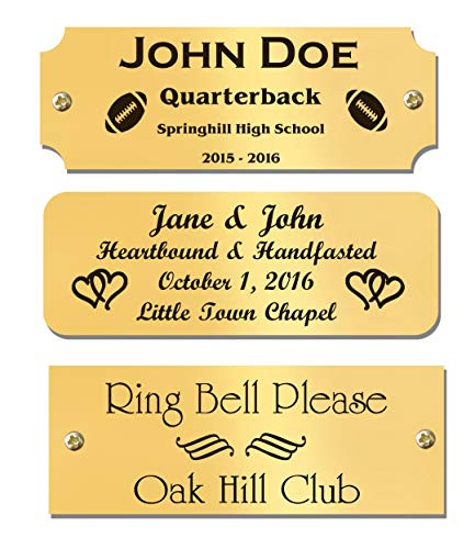 1.5inch H x 4inch W- Custom Engraved Solid Brass Name Plates- Polished Finish- Personalized Tags- Nameplate Memorial- Made in USA -Polished Brass- 1.5inch H x 4inch W-