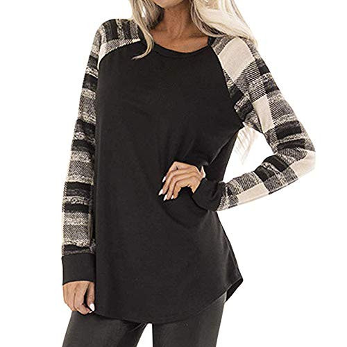 vermers Fashion Striped Long Sleeve T Shirt Clearance- Women Casual Loose O-Neck Top Blouse -2XL- z-Black-