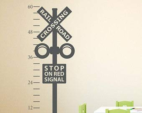 Railroad Crossing Growth Chart Decal - Train Crossing Wall Decal - Train Wall Art Railroad Crossing Growth Chart Decal - Train Crossing Wall Decal - Train Wall Art