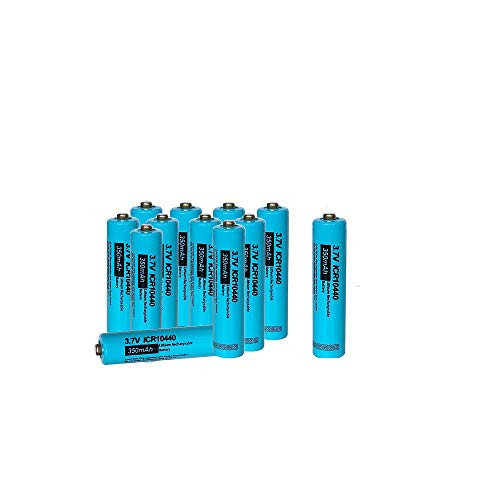 AAA Size 3.7V 350MAH ICR10440 Lithium Ion Rechargeable Battery -12pc Button top- AAA Size 3.7V 350MAH ICR10440 Lithium Ion Rechargeable Battery -12pc Button top-