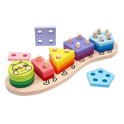 Heave Wooden Shape Sorter Board-Building Geometric Shape Block Toy Color Recognition Stack Sort Puzzle Games for Kids Toddler Children Early Educational Toys Multicolor Heave Wooden Shape Sorter Board-Building Geometric Shape Block Toy Color Recognition Stack Sort Puzzle Games for Kids Toddler Children Early Educational Toys Multicolor