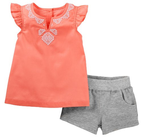 Carter's 2 Piece Shorts Set -Baby- - Orange-12 Months