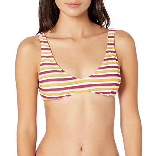 Volcom Junior's Stripe While Haute V Neck Bikini Top- Multi- Large