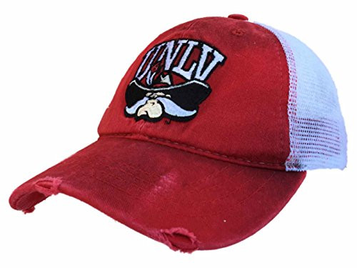 UNLV Runnin Rebels Retro Brand Red Worn Mesh Vintage Adjust Snapback Hat Cap