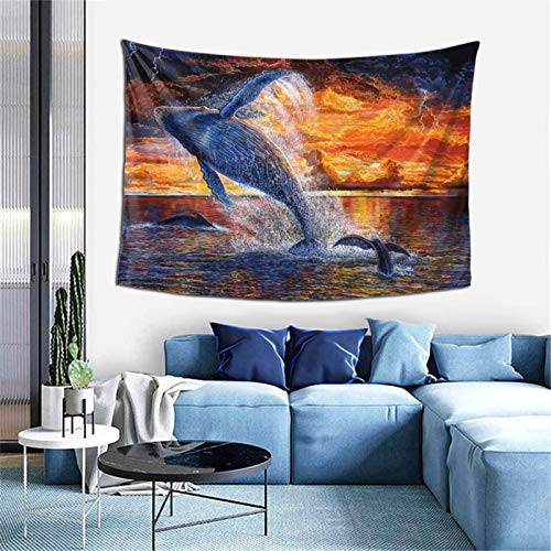Bedroom Tapestry Jump Whale Wall Hanging Decorative Tapestry Wall Art for Dorm Living Room Wall Decor 60inchx40inch