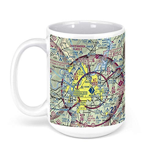 Chattanooga Metropolitan Airport -CHA-- Airport Road- Chattanooga- TN- USA FAA Sectional Aeronautical Charts Chart Mug- 15oz