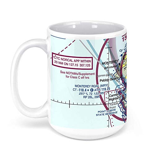 Monterey Regional Airport -MRY-- Fred Kane Drive- Monterey- CA- USA FAA Sectional Aeronautical Charts Chart Mug- 15oz Monterey Regional Airport -MRY-- Fred Kane Drive- Monterey- CA- USA FAA Sectional Aeronautical Charts Chart Mug- 15oz