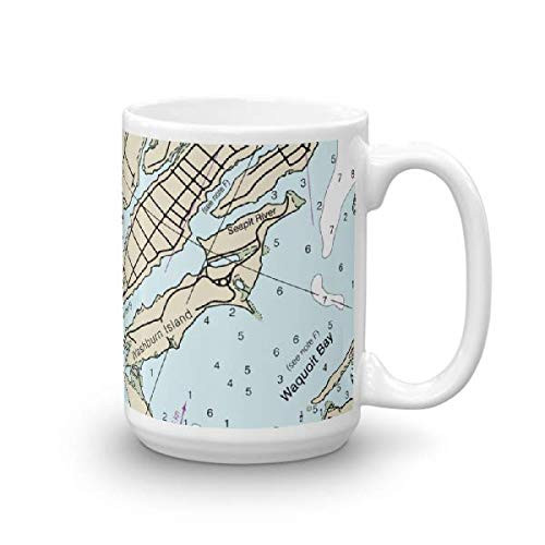 Chart Mugs Green Pond Davis Neck East Falmouth Waquoit Bay- 15oz - NOAA Nautical Charts