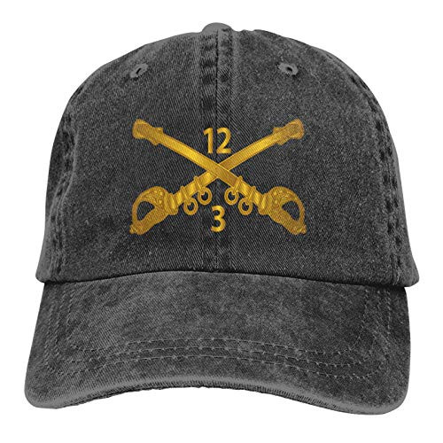 WENNUAN Army - 3rd Squadron - 12th Cavalry Branch Unisex Adult Cap Adjustable Cowboys Hats Baseball Cap Black