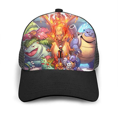 Blastoise Bulbasaur Charizard Charmander Charmeleon Ivysaur Baseball Cap Hip Hop Hat for Men Women Teens Black Adjustable Baseball Caps Nylon Mesh Sun Hat