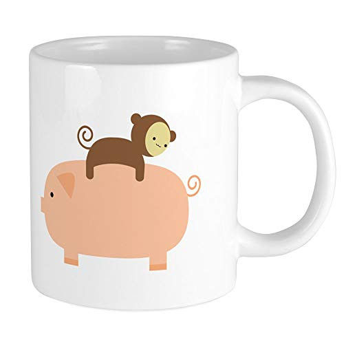 CafePress Baby Monkey Riding Backwards On A Pig Mugs 20 oz Ceramic Coffee Mega Mug