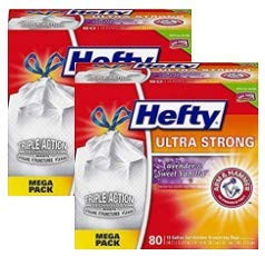 Hefty Ultra Strong Tall Kitchen Trash Bags - Lavender  and  Sweet Vanilla- 13 Gallon- 80 Count - 2 Pack