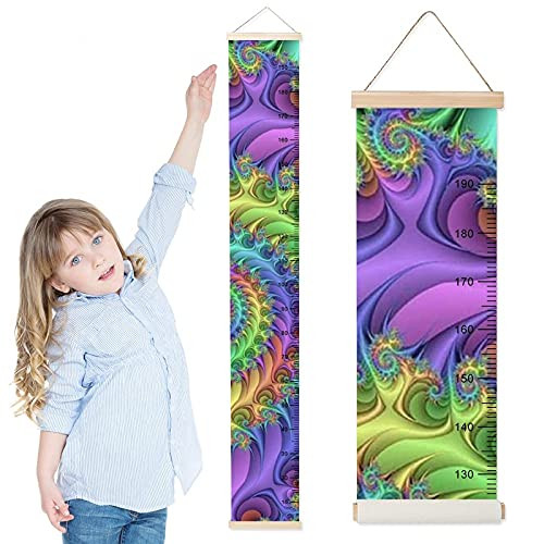Kids Growth Chart Tie-Dyes Whirl Children Height Measurement Ruler Hospital Waterproof Kids Room Hanging Height Rulers Boys Girls Height Tracker Growth Charts Decals with Lanyard
