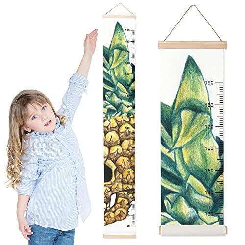 Kids Growth Chart Pineapple-Skull Children Height Measurement Ruler Corridor Waterproof Kids Room Hanging Height Rulers Toddlers Baby Height Ruler Growth Charts Decals with Lanyard