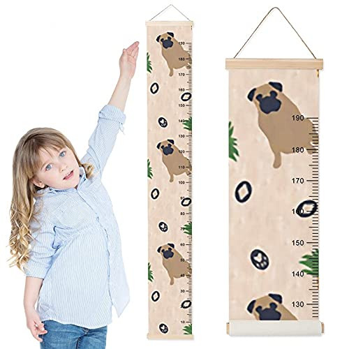 Kids Growth Chart Pineapple-Dogs Children Height Measurement Ruler Hospital Removable Wall Rulers Chart Decor for Bedroom Toddlers Baby Height Ruler Growth Charts Decals with Lanyard