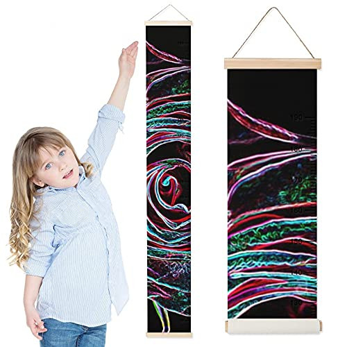 Kids Growth Chart Flower Black Children Height Measurement Ruler Corridor Removable Kids Room Hanging Height Rulers Toddlers Baby Height Ruler Growth Charts Decals with Lanyard