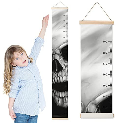 Growth Chart for Kids Skull Fire Children Height Measurement Ruler Corridor Durable Kids Room Hanging Height Rulers Toddlers Baby Height Ruler Growth Charts Decals with Lanyard