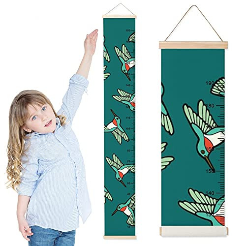 Growth Chart for Kids Hummingbirds Green Children Height Measurement Ruler Corridor Removable Kids Room Hanging Height Rulers Toddlers Baby Height Ruler Growth Charts Decals with Lanyard