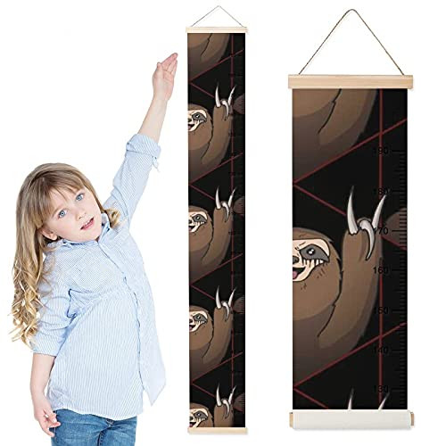 Kids Growth Chart Cute Sloths Children Height Measurement Ruler Nursery Removable Wall Rulers Chart Decor for Bedroom Toddlers Baby Height Ruler Growth Charts Decals with Lanyard