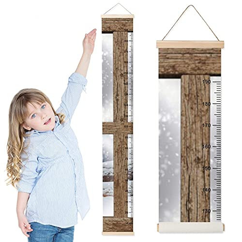 Growth Chart for Kids Window Winter Children Height Measurement Ruler Corridor Removable Kids Room Hanging Height Rulers Toddlers Baby Height Ruler Growth Charts Decals with Lanyard