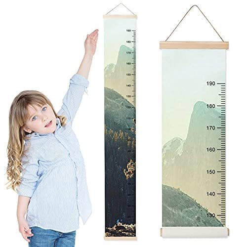 Growth Chart for Kids Mountains Sun Children Height Measurement Ruler Nursery Removable Wall Rulers Chart Decor for Bedroom Toddlers Baby Height Ruler Growth Charts Decals with Lanyard