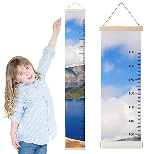 Kids Growth Chart Lakes Mountains Parks Children Height Measurement Ruler Nursery Durable Wall Rulers Chart Decor for Bedroom Toddlers Baby Height Ruler Growth Charts Decals with Lanyard