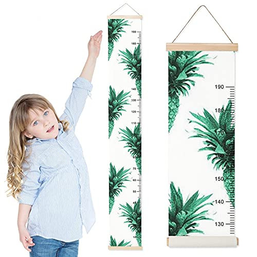 Kids Growth Chart Green Pineapples Small Children Height Measurement Ruler Hospital Removable Wall Rulers Chart Decor for Bedroom Toddlers Baby Height Ruler Growth Charts Decals with Lanyard