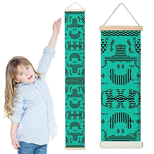 Growth Chart for Kids Geometric Elephants Children Height Measurement Ruler Home Removable Kids Room Hanging Height Rulers Boys Girls Height Tracker Growth Charts Decals with Lanyard
