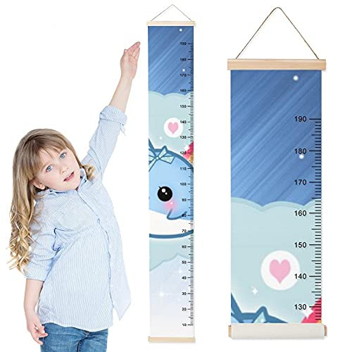 Kids Growth Chart Narwhal-Rainbows Children Height Measurement Ruler Hospital Removable Wall Rulers Chart Decor for Bedroom Toddlers Baby Height Ruler Growth Charts Decals with Lanyard