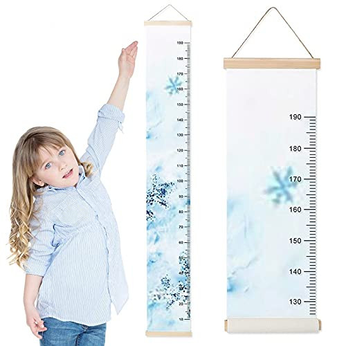 Growth Chart for Kids Glitters Snows Children Height Measurement Ruler Hospital Waterproof Wall Rulers Chart Decor for Bedroom Toddlers Baby Height Ruler Growth Charts Decals with Lanyard