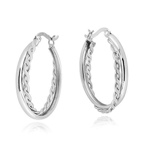 Infinity Celtic Knot Braided Hoops .925 Sterling Silver V-lock Earrings Infinity Celtic Knot Braided Hoops .925 Sterling Silver V-lock Earrings