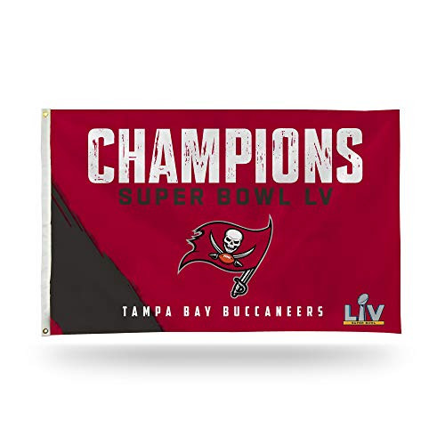 Rico Industries NFL Tampa Bay Buccaneers Super Bowl LV Champions Banner Flag with Grommets- 3-Foot by 5-Foot