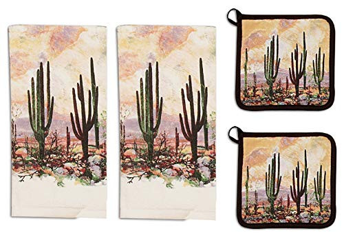 Kay Dee Designs 4 Piece Desert Sunset Kitchen Bundle - 2 Terry Towels and 2 Potholders