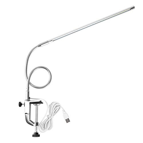 LED Desk Lamp with Clamp- USB Adjustable Direction Eye-Caring Table Lamps Desk Light Clip Table Lamps Table LED Lamp- for Home- Reading Tattoo- Beauty Manicure- White- 8W