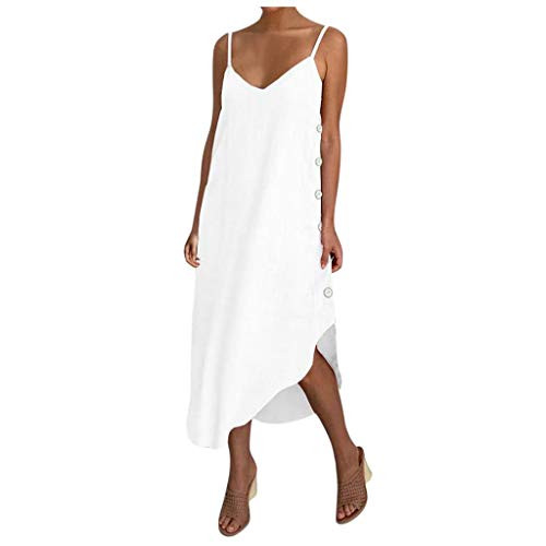 Women Maxi Dresses V Neck Side Pockets Split Hem Beach Long Maxi Dress Casual Loose Buttons Party Dresses White Women Maxi Dresses V Neck Side Pockets Split Hem Beach Long Maxi Dress Casual Loose Buttons Party Dresses White