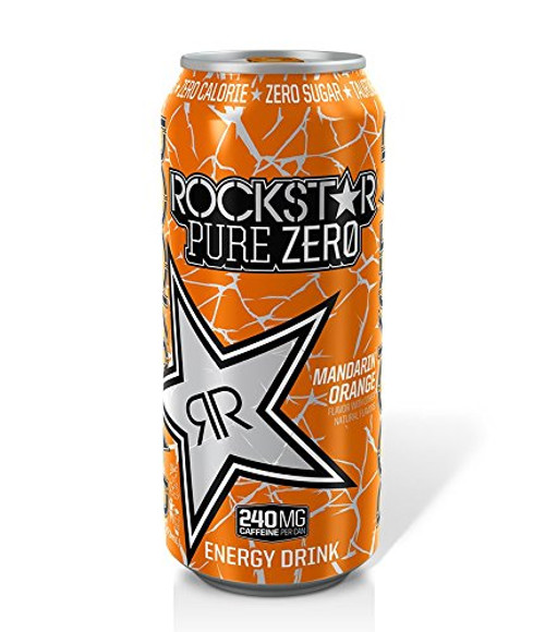 Rockstar Pure Zero Energy Drink - Mandarin Orange - 16fl.oz.-Pack of 4- Rockstar Pure Zero Energy Drink - Mandarin Orange - 16fl.oz.-Pack of 4-