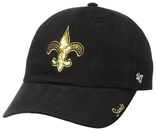 NFL New Orleans Saints Women's '47 Brand Sparkle Team Color Clean Up Adjustable Hat- Black