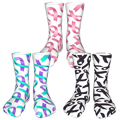 3-Pack Melanoma cancer awareness pattern Men's Women's Compression Socks Knee High Tube Diabetic Socks