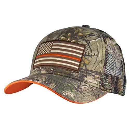 Caterpillar CAT Equipment AP Xtra Realtree Orange  and  Camo USA Flag Mesh Cap/Hat