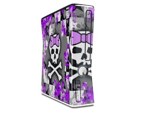 Purple Princess Skull Decal Style Skin for XBOX 360 Slim Vertical -OEM Packaging-