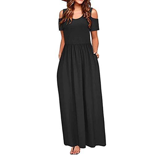 Summer Cold Shoulder Maxi Long Dress Women Floral Print Elegant Pocket Dress Black Summer Cold Shoulder Maxi Long Dress Women Floral Print Elegant Pocket Dress Black